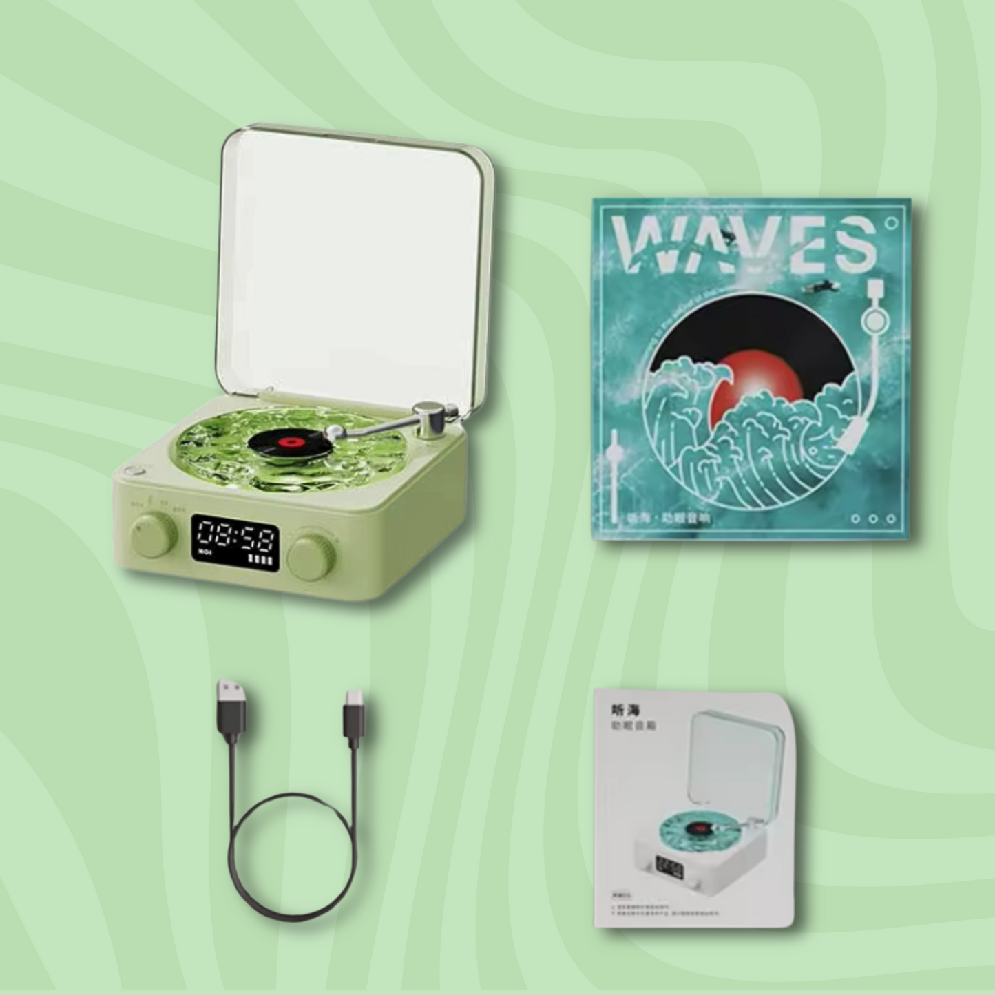 Waves Retro Vinyl Bluetooth Speaker